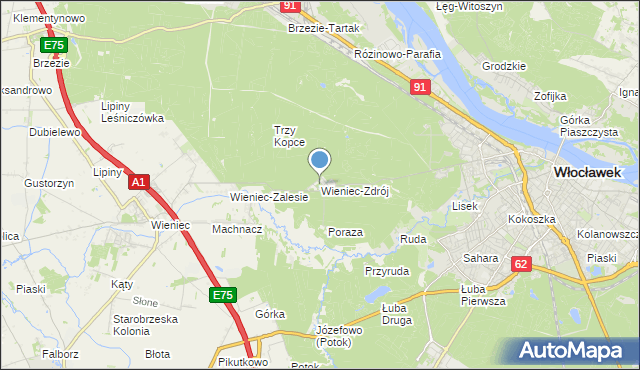mapa Wieniec-Zdrój, Wieniec-Zdrój na mapie Targeo